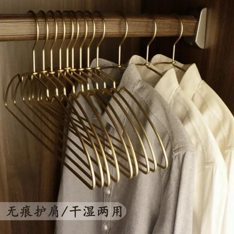 

10PCS Clothing Hanger Wardrobe Storage Trouser Rack Non-marking Non-slip Aluminum Alloy Clothes Hanger Bold Style Non-marking