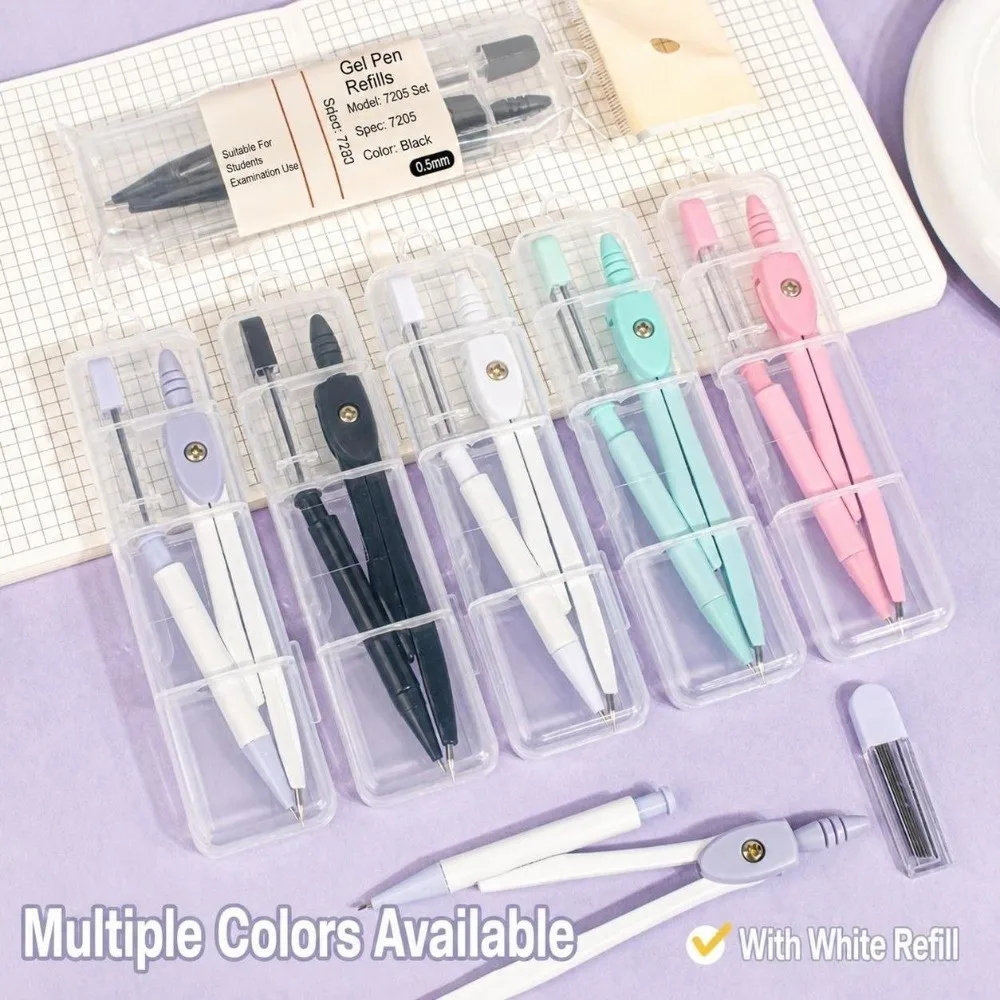 Portable Metal Drawing Compass Macaron Color Multifunctional Student Compass Set Geometry Tool Geometry Compass Tool Students