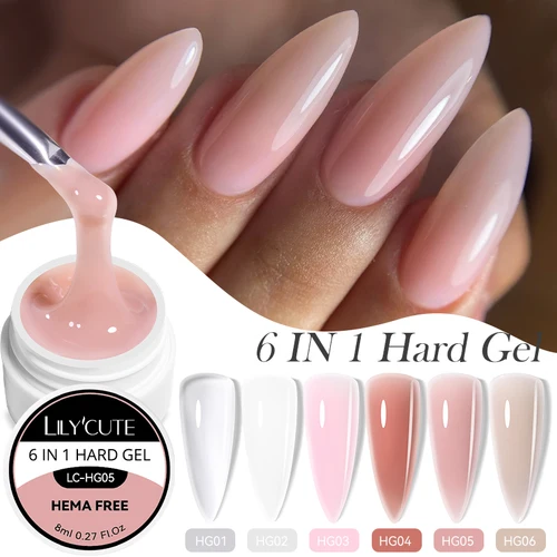 Imagen 1 del producto LILICUTE Jelly-esmalte de uñas de Gel de extensión dura y sólida, antiadherente, 6 en 1, translúcido de alta calidad, construcción de uñas, UV
