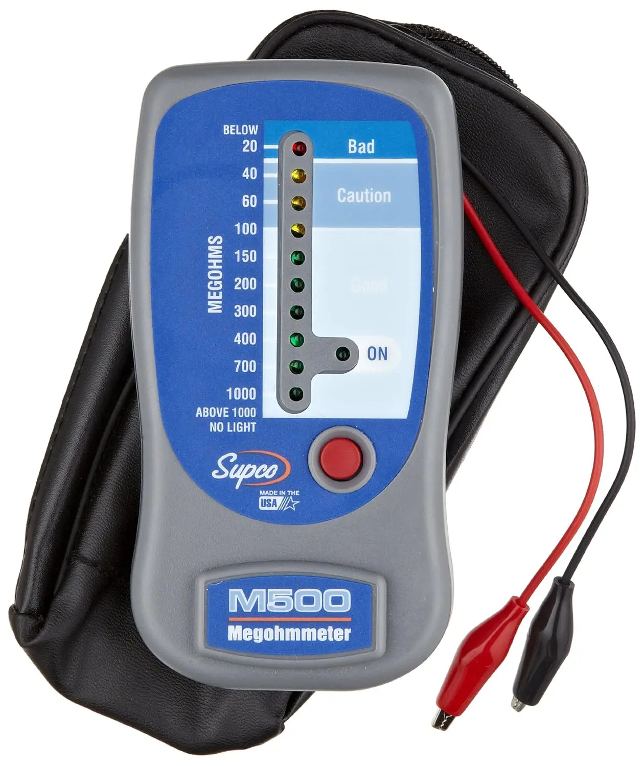 M500 Megohmmeter eletrônico com estojo macio, testador de isolamento, preto, 0 a 1000 Megohms