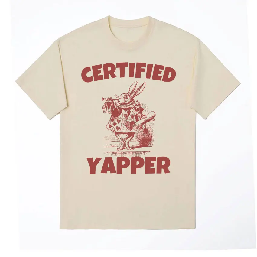 Certified Yapper Funny Gift Meme T Shirts Men Women's Vintage Cartoon Graphic T Shirt Oversized Cotton Short Sleeve T-shirt Tops