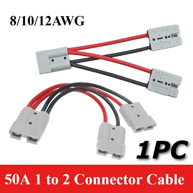 

50A Andersoner Plug Connector 1 to 2 Parallel Adapter Line F Forklifts Stackers Vehicles 8/10/12AWG Shunt Double Y Adapter Wire