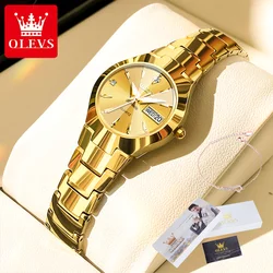 OLEVS 8697 Women's Watch Top Luxury Brand Tungsten Steel Waterproof Luminous Calendar Watch Elegant Diamond Quartz Women's Watch