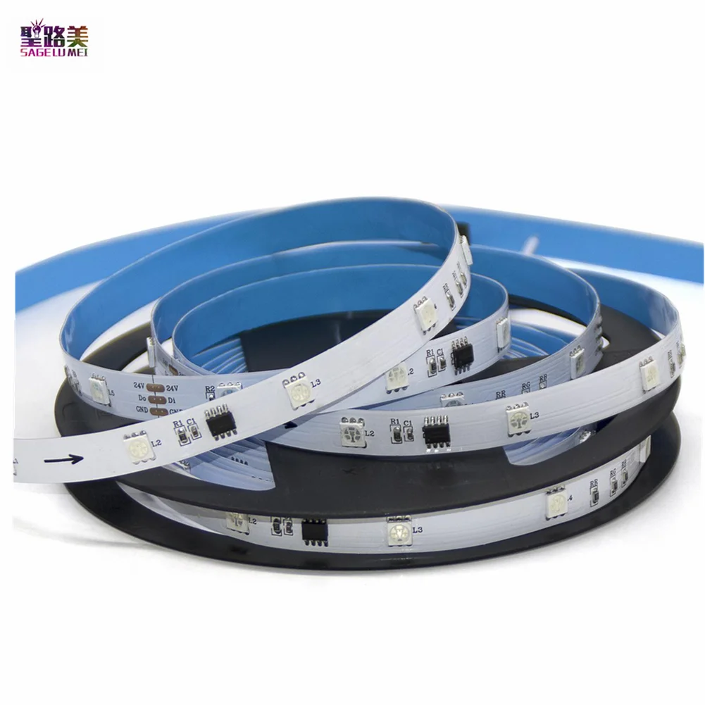 DC 24V WS2811 Individually Addressable 30/60leds Pixel Strip Light Digital RGB 5050 Ribbon Tape Non-waterproof 1 Ic Control 6