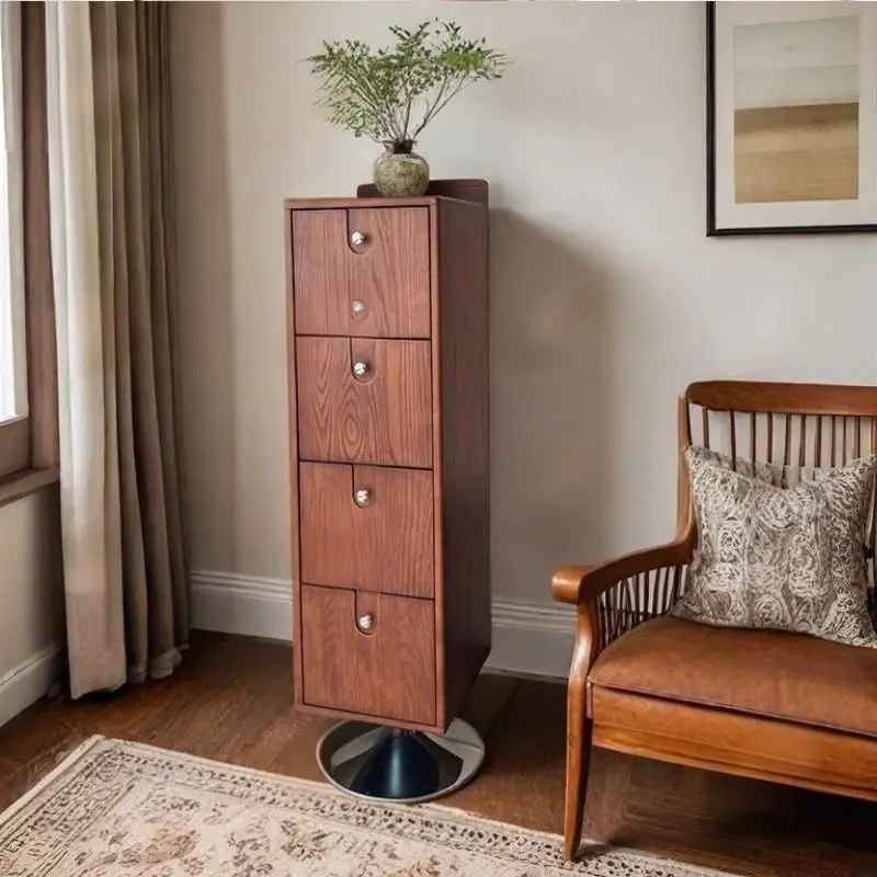 Simple storage chest of drawers, bedroom, living room, solid wood entrance, retro home locker view 4