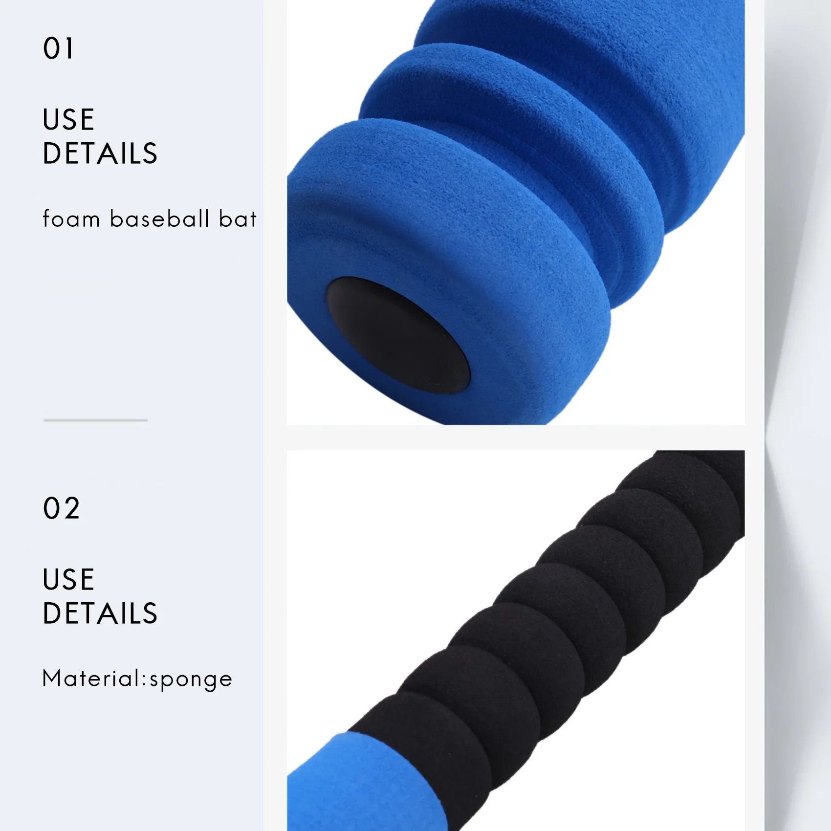 Piankowy kij baseballowy z zestawem zabawek baseballowych dla dzieci w wieku od 3 do 5 lat, niebieski