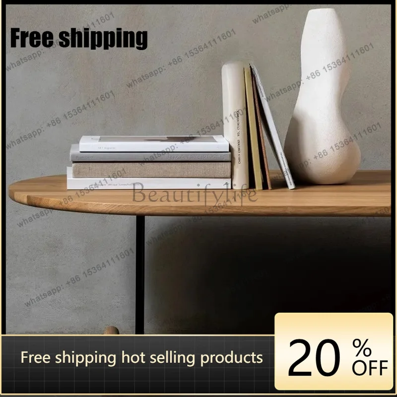 Factory Direct Wabi Sand wind solid wood living room coffee table household log tea table Nordic oval creative sofa low table