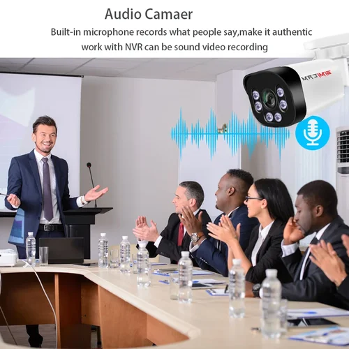 Imagen 2 del producto Videovigilancia tipo bala con visión nocturna infrarroja Super HD para NVR, cámara de seguridad Poe 4K con Audio, 48V POE, DC 12V 4MP 5MP 8MP