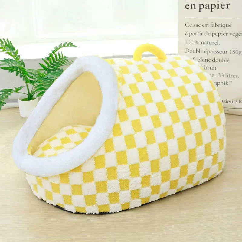 Fashion Cat Bed House Removable Plush Dog House Mat Cats Four Seasons Cushion Basket Machine Washable Pet Accessories
