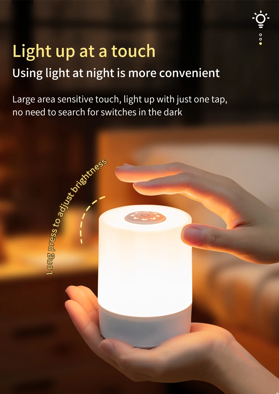 Rechargeable Led Night Light with Remote Control Timing Dimmable Table Lamp Baby Nursery Bedside Sleeping Reading Touch Switch