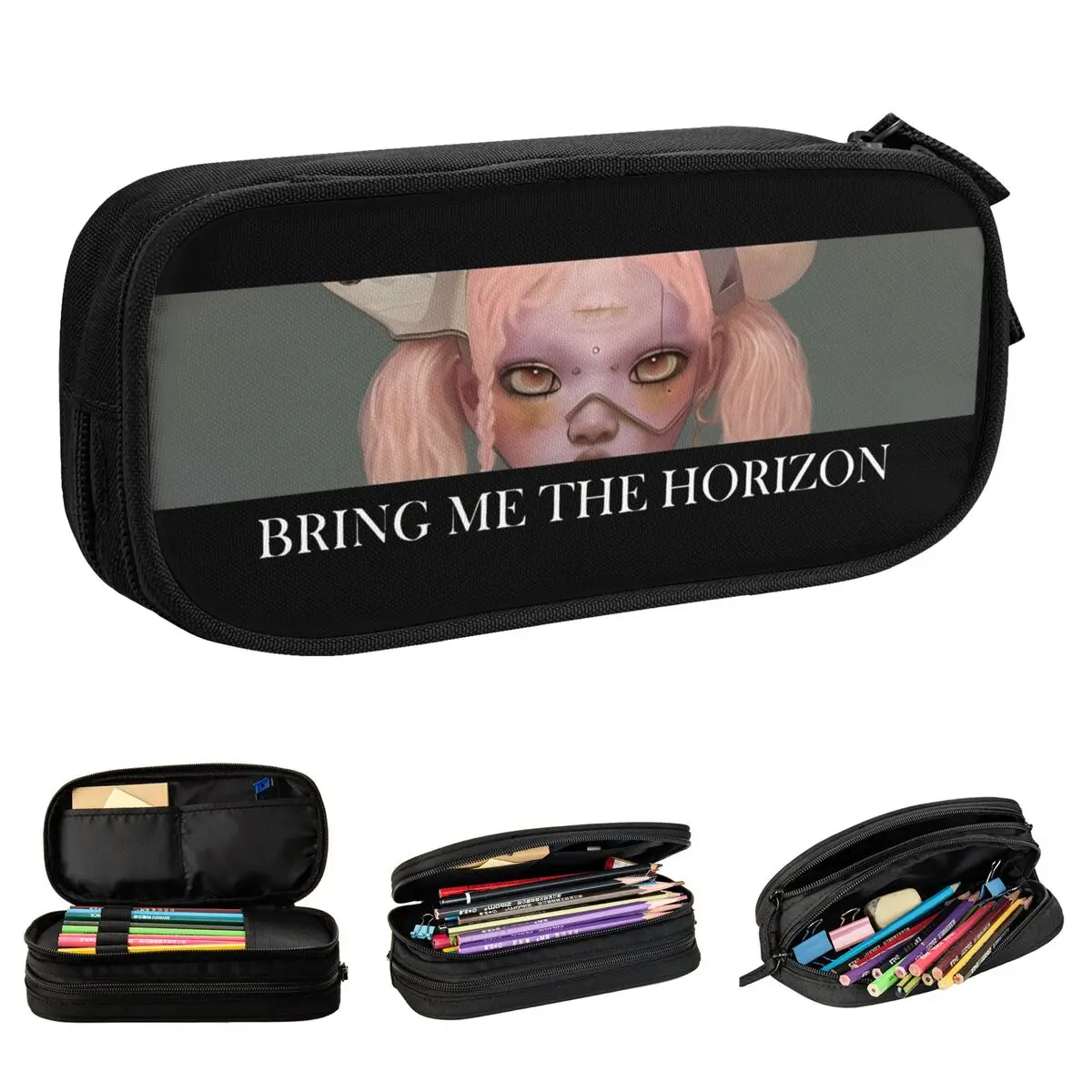 Bring Me The Horizons Pencil Case New Pen Pencil Bags Student Large Storage School Supplies Gift Pencilcases