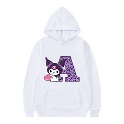 White Kuromis Hoodies Letter A B C D Cartoons Hoodies Anime Kawaii Tops Casual Clothes Woman And Men Fashion Long Sleeve Hoodies