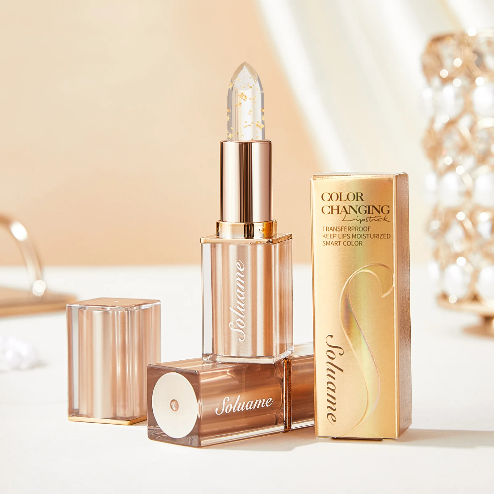 أحمر شفاه متغير اللون، بلسم شفاه كريستالي شفاف متغير اللون، يدوم طويلاً ومرطب لعيد الحب #1