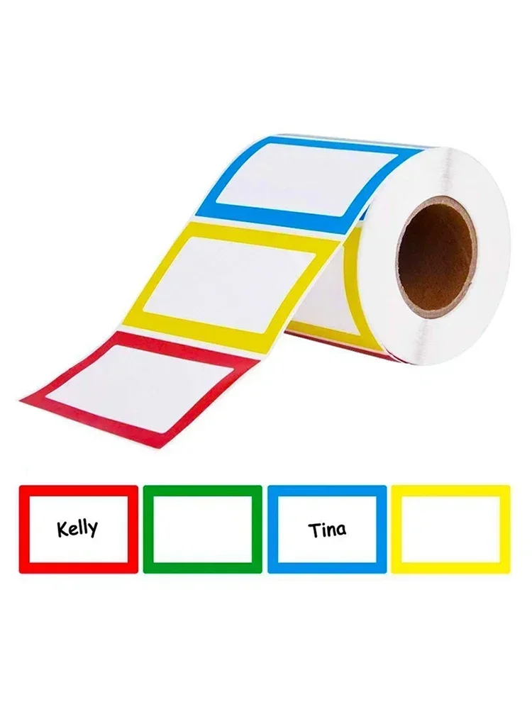 

300Stickers Roll Blank Multicolor Rectangle Can Be Written Marking Stickers Autohesion with Adhesive Backing Tag Paper 5.8x8.8cm