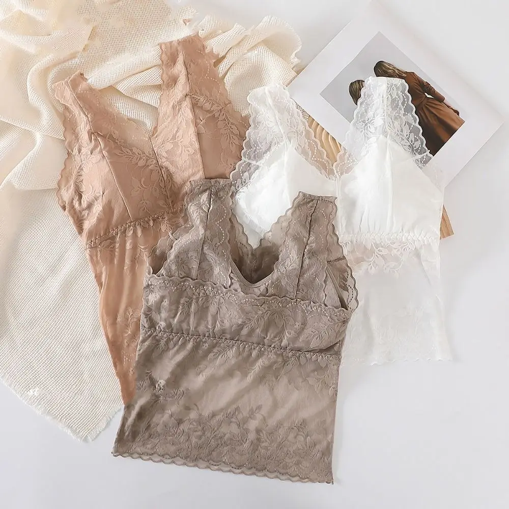 أزياء الخامس الرقبة الدانتيل شبكة بروتيل سليم صالح الدانتيل الشفاف المحاصيل قمم رقيقة كامي سترة مع منصات الصيف