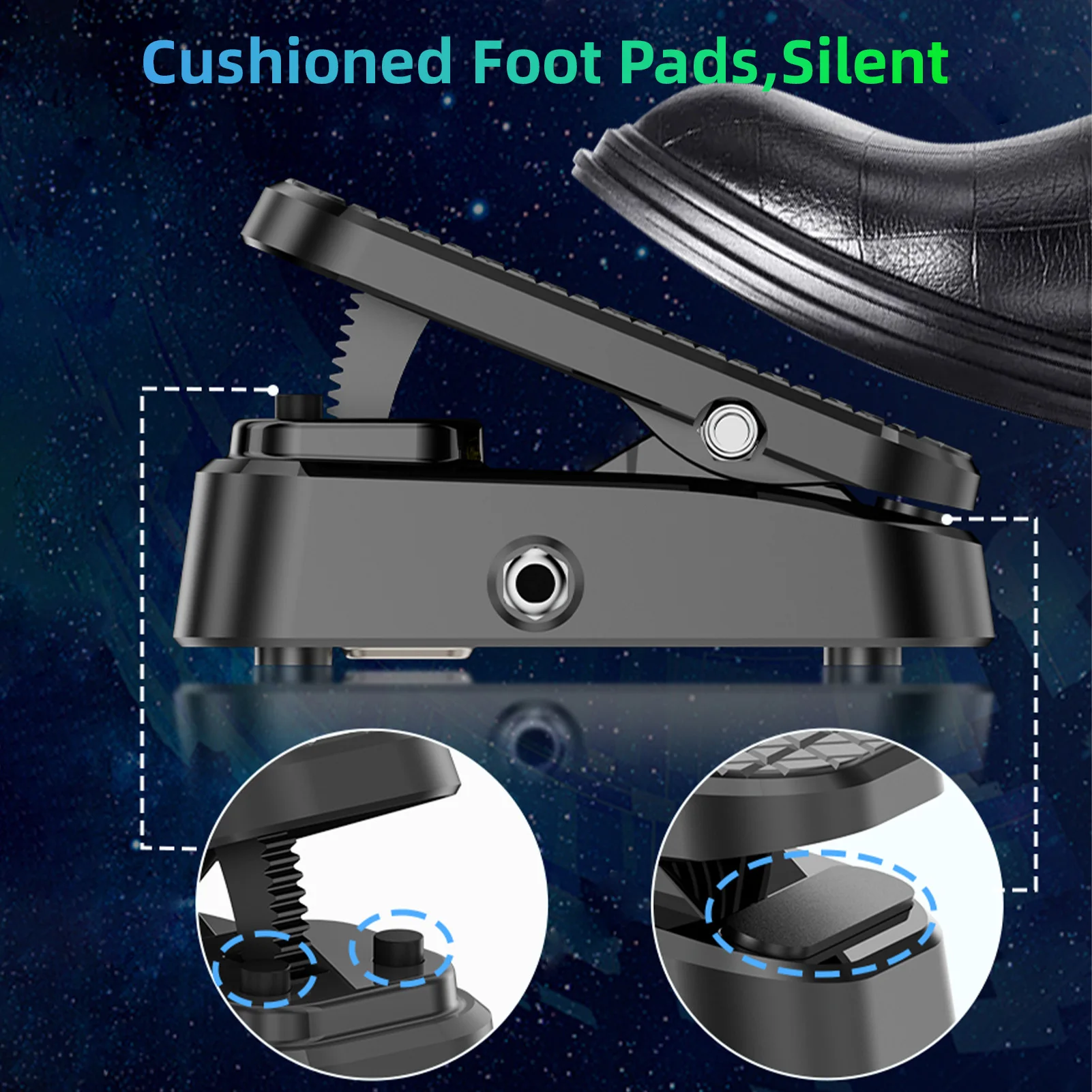 دواسة تأثير الجيتار التعبيرية بالحجم 2 في 1 تحكم مزدوج عازلة صامتة هيكل معدني واجهة ستيريو لا يتطلب طاقة #1