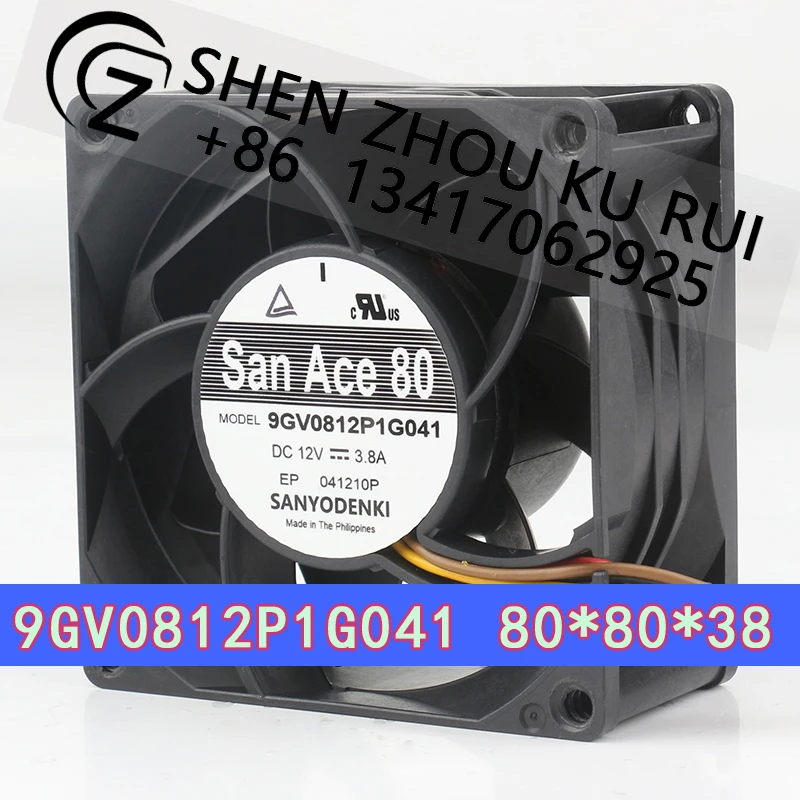 Sanyo 12 V Vierdraht 3,8 A 8038 80 x 80 x 38 mm 8 cm Hochgeschwindigkeits-Ultra-Stahl-PWM-Konverter 9GV0812P1G041 Lüfter