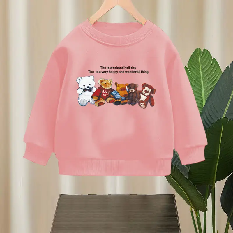 

Cotton New Girls T-shirt Cartoon Boy Tops 2023 Kids Long Sleeve Sports Shirts Autumn Spring For Children‘s Clothing Bear 2-8Y