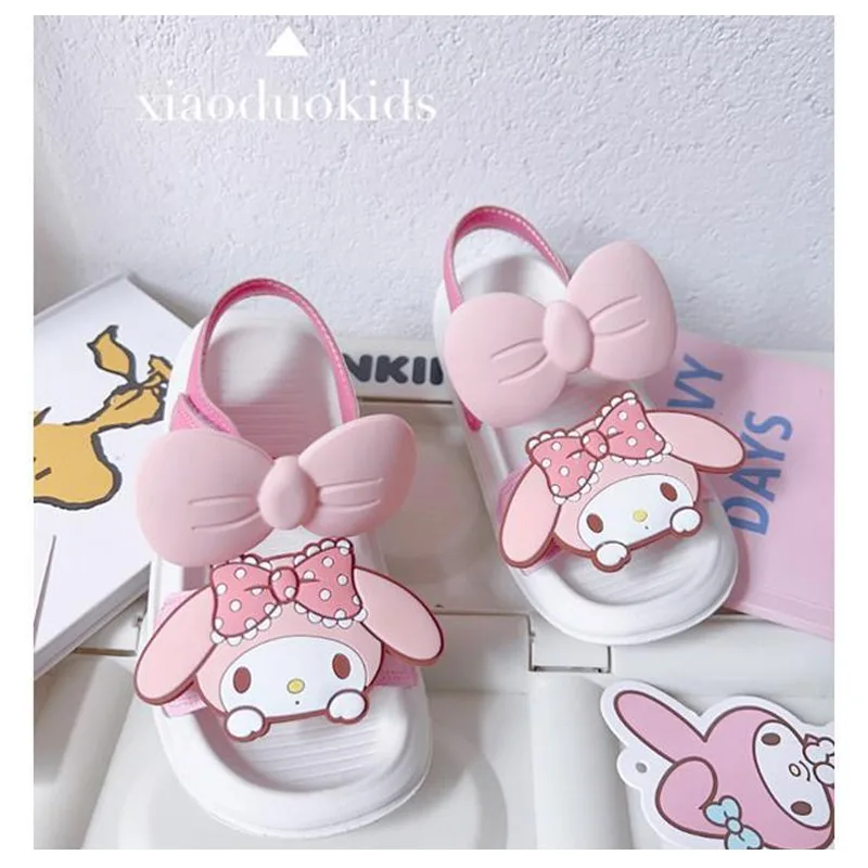 

Anime Bowknot My Melody Girls Sweet Open Toed Sandals Kawaii Summer Comfortable Beach Sandals Cute Soft Soled Casual Shoes