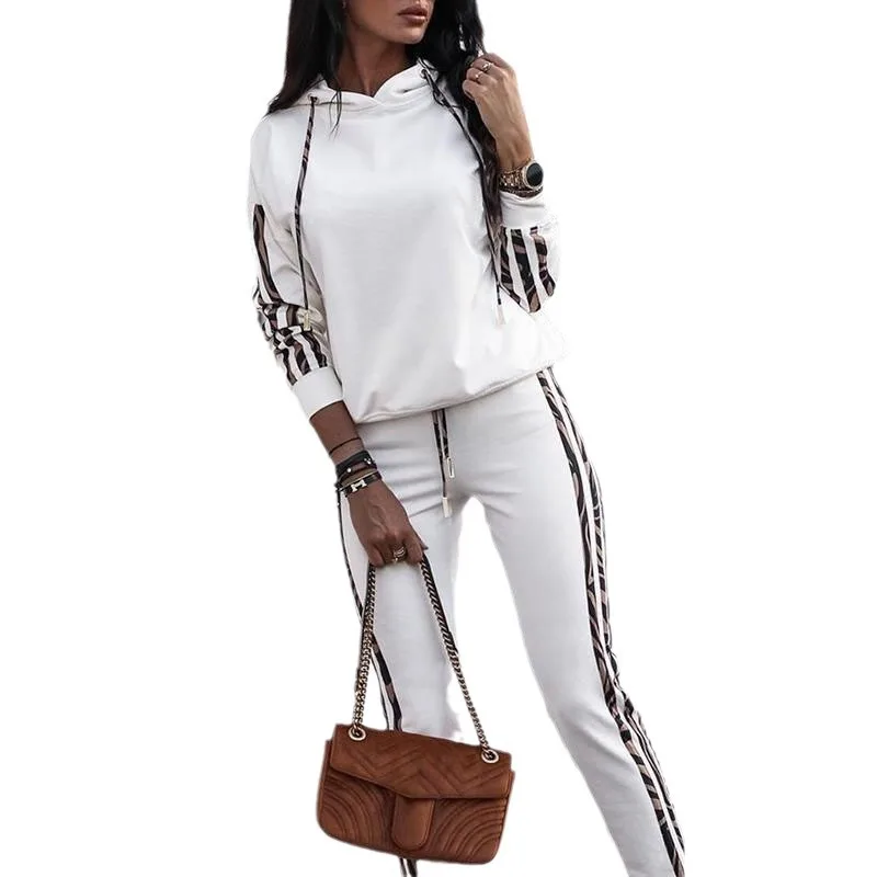 2024 Women\'s Casual Two-piece Sweatpants Spring And Autumn Hoodie 2-piece Women\'s Sweatshirt Hooded Matching Suit