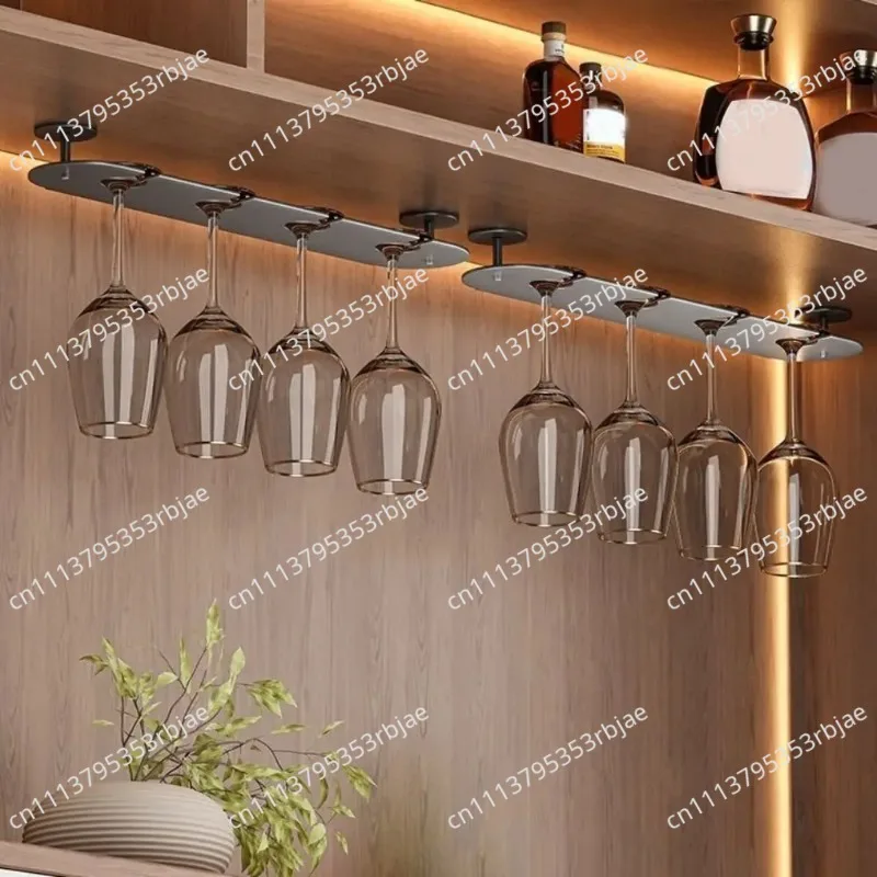 2/3/4 Slots Upside Down Wine Glass Holder Space Aluminum Punch-free Upside Down Shelf Wall Mounted Space Saving