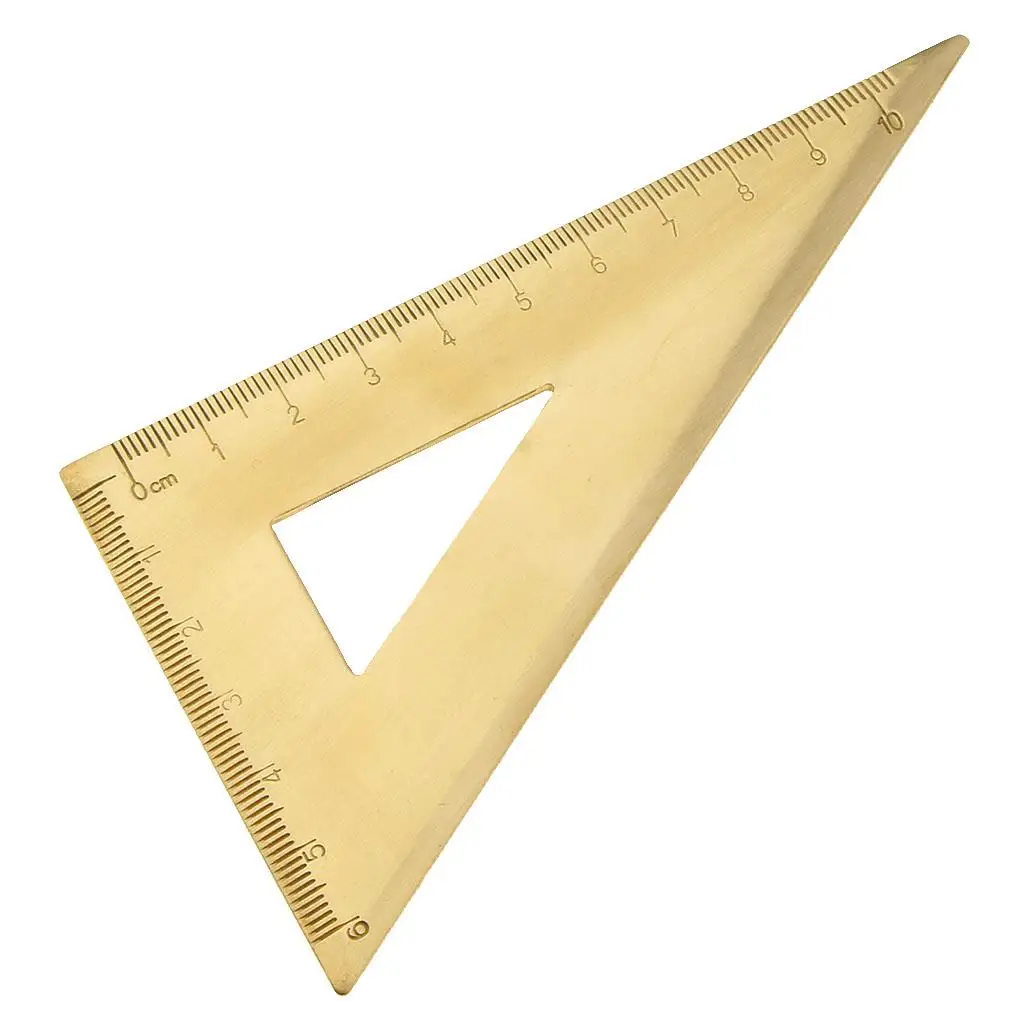 Solid Brass Metal Jewelry Design Math Geometry School Ruler Triangle Protractor Portable Measuring Jewelry Accessories