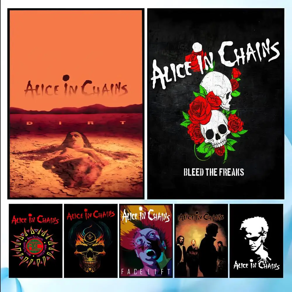 Band A-Alice I-In C-Chains Poster HD Art Sticky Wall Waterproof Home Living Room Bedroom Bar Aesthetic Decoration