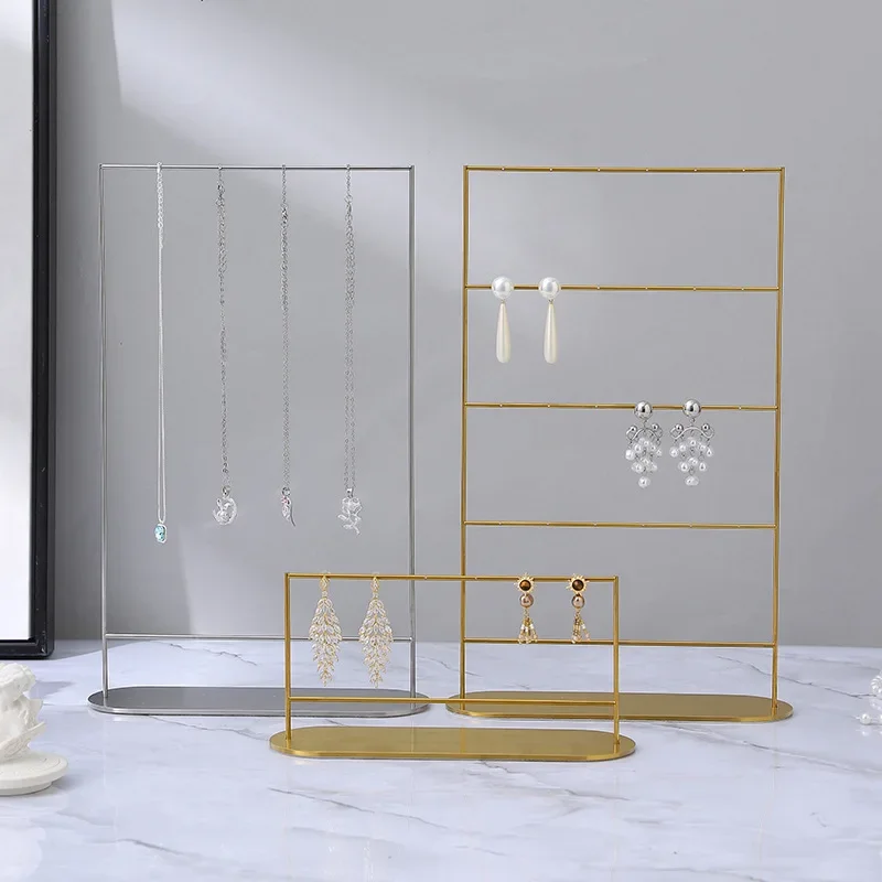 Silver Metal Jewelry Stand for Necklaces Earrings Ear Studs Holder Suitable for Live-streaming Sales of Jewelry As Display Props