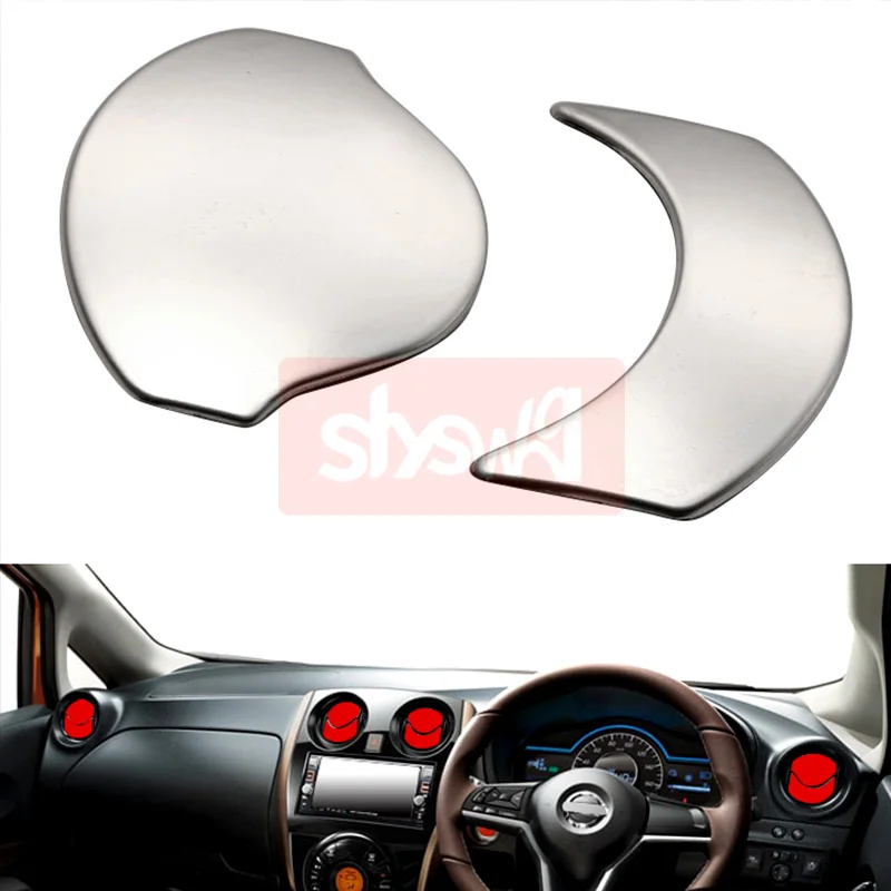 for NISSAN NOTE E-POWER E12 Air Conditioner Outlet Panel Trim 8 Pcs A/C Vent Adornment Cover Stainless Steel Interior Styling