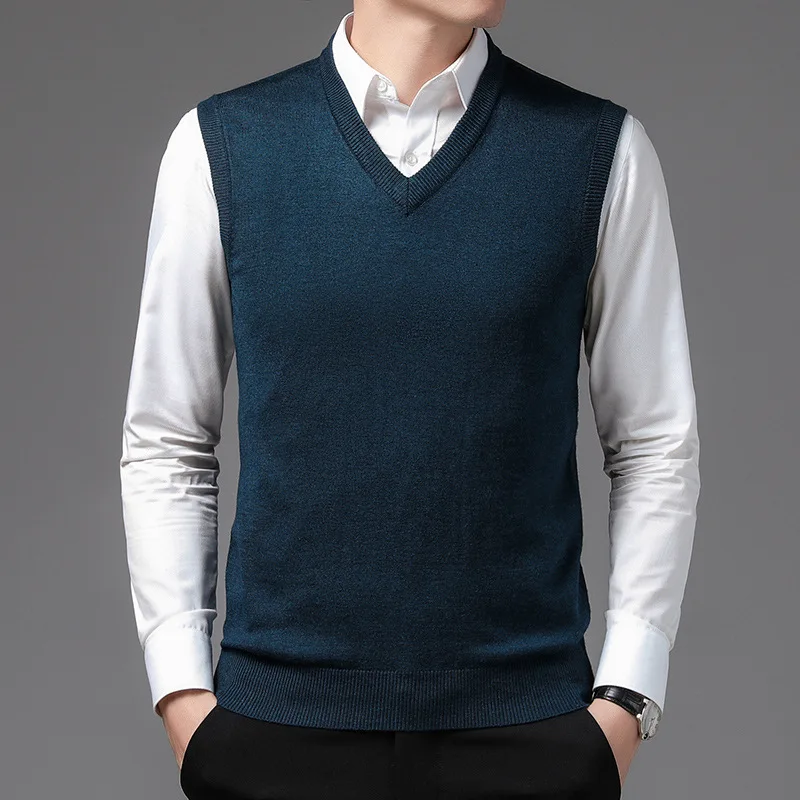 

2022 New Men's Cashmere Sweater Vest V-neck Sweater Large Size Loose Men's Knitted Vest M-3XL