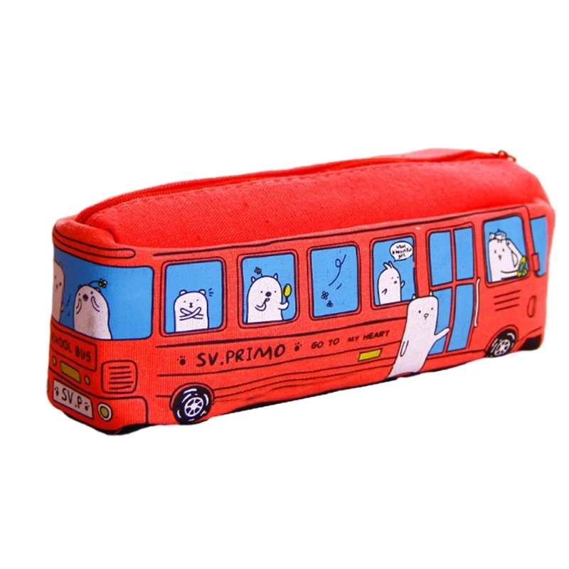 DXAB Cartoon Bus Etui Grote Capaciteit Canvas Penzak Multifunctionele Penhouder