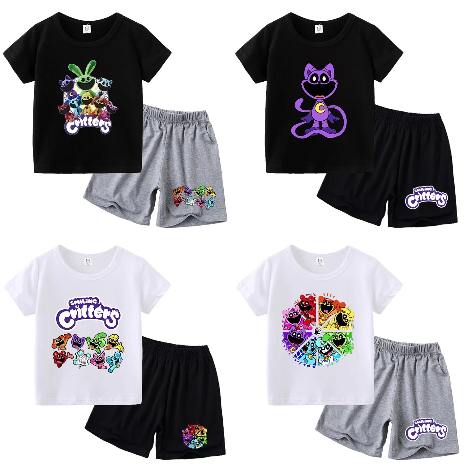 Smilings Critters camiseta pantalones cortos traje para niños verano figura de dibujos animados Camiseta de manga corta pantalones 2 uds conjunto de ropa ropa deportiva para niños