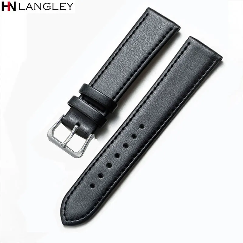 Universal Leather Bands Black&Brown Watch Strap 12/14/16/18/20/22/24 Mm Width PU Leather Watch Accessories Replacment Straps