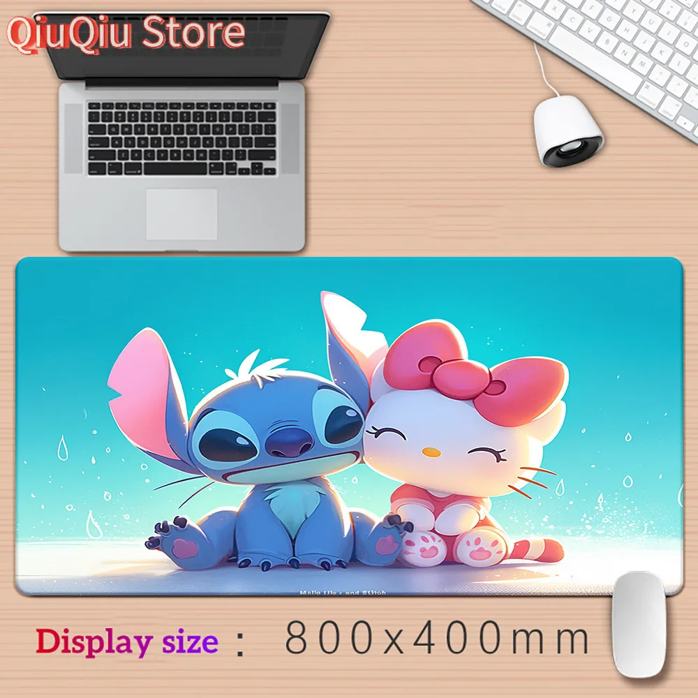 Lilo Stitch Cartoon HD Impressão Gaming Mousepad Borda de bloqueio de computador Borracha natural E-sports Tapete de mesa Grande Mouse Pad