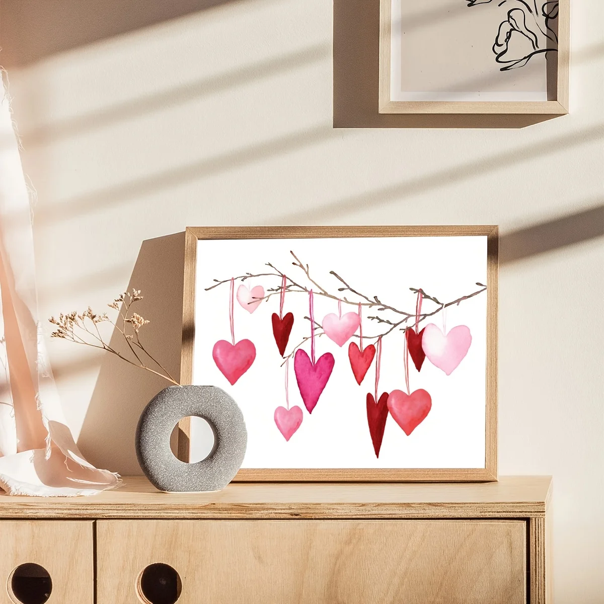 1pc frameless Canvas Painting Valentine's Day Love Canvas Print Romantic Love Heart Wall Poster Hanging on Branches for Modern H