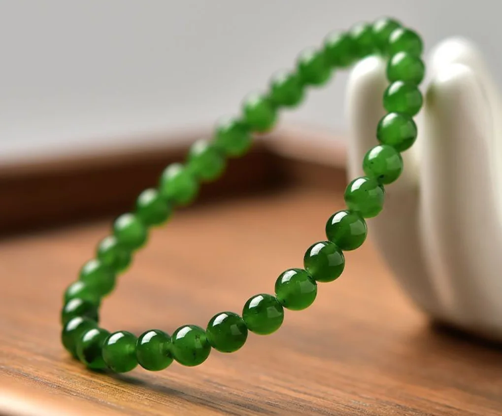 

Ювелирные изделия из натурального нефрита Хэтянь, нефрита, зеленый круглый браслет из бисера с простым кругом, мужской и женский дизайн из бисера