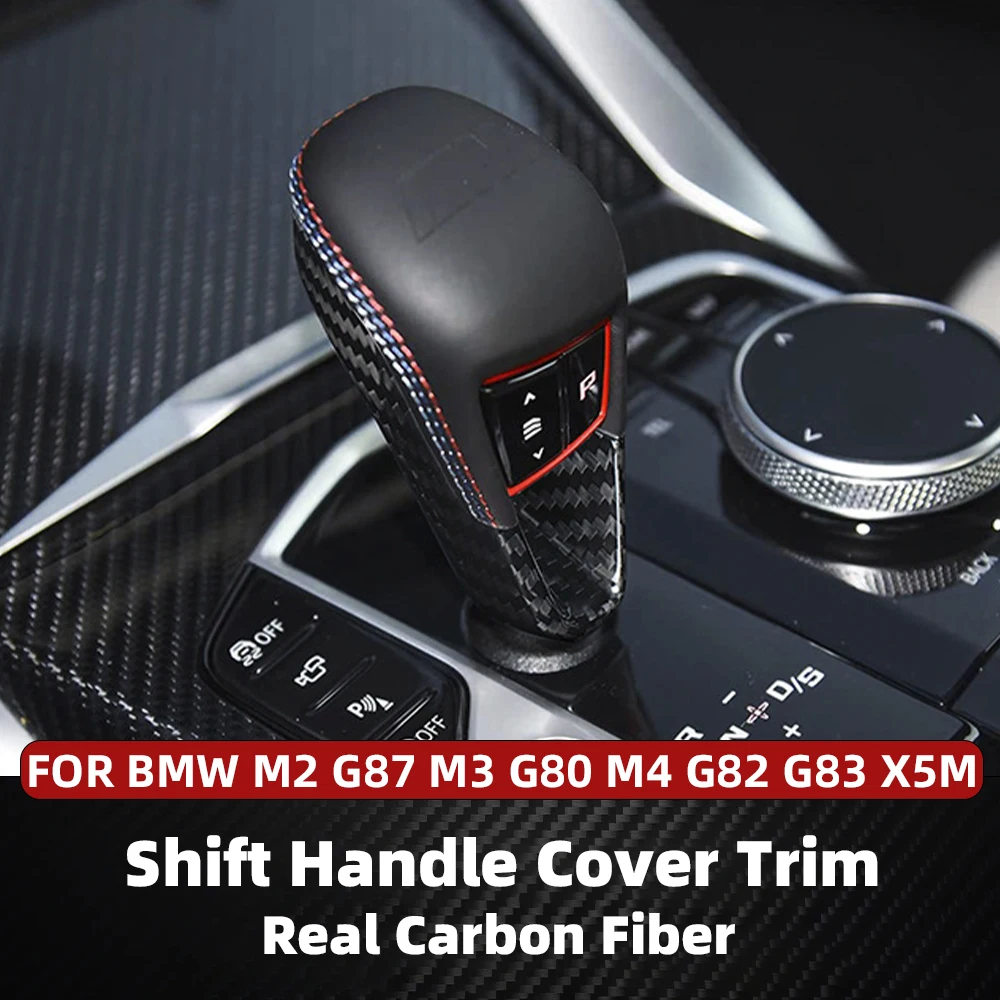 

Real Carbon Fiber Car Gear Shift Knob For BMW Gear Head Cover Trim M2 G87 M3 G80 M4 G82 G83 X5M 2021-2025 Black Red Accessories
