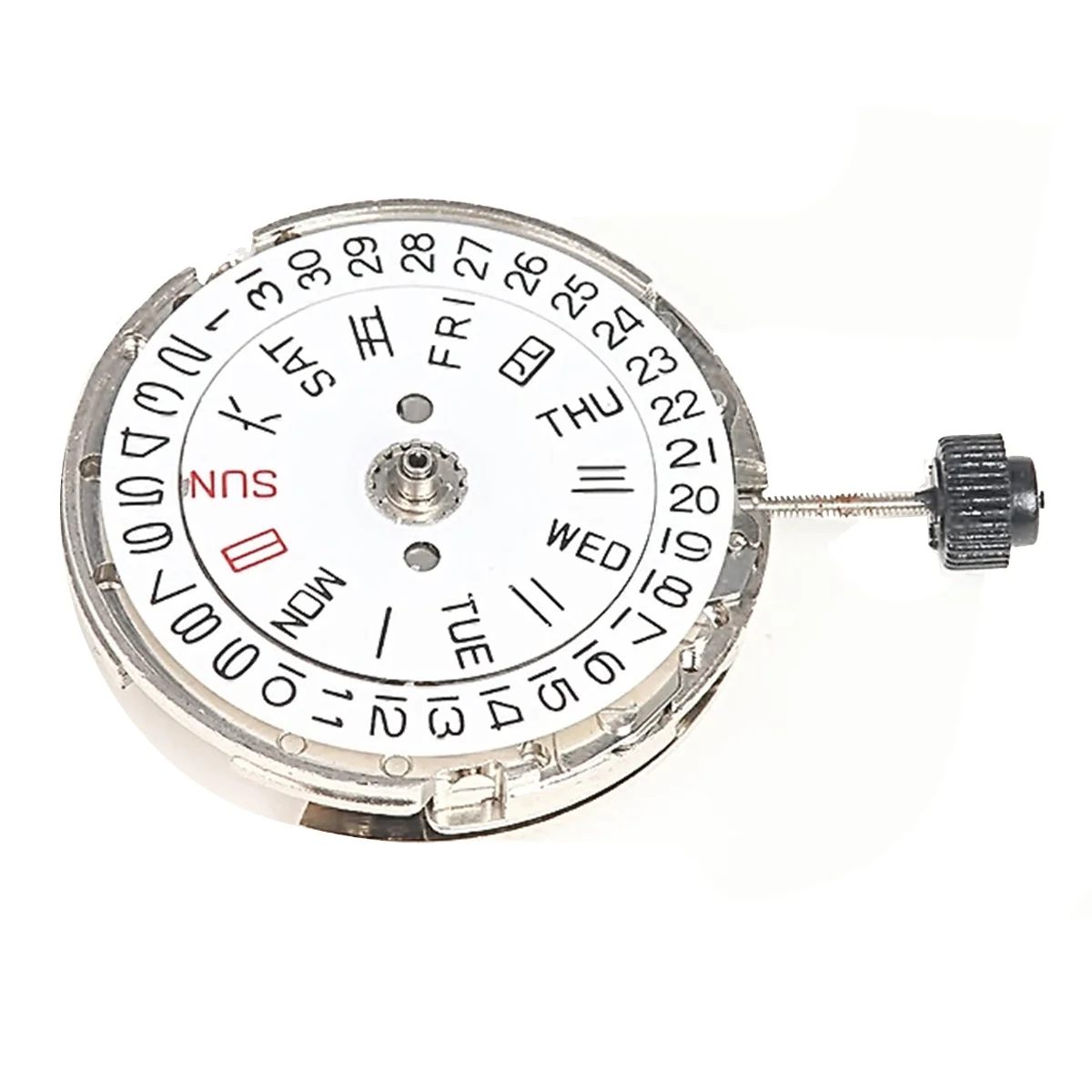 

A96Q-Watch Movement Double Calendar Crown At 3 Mechanical Movement for MIYOTA 8205 Watch Movement Repair Parts(Silver)