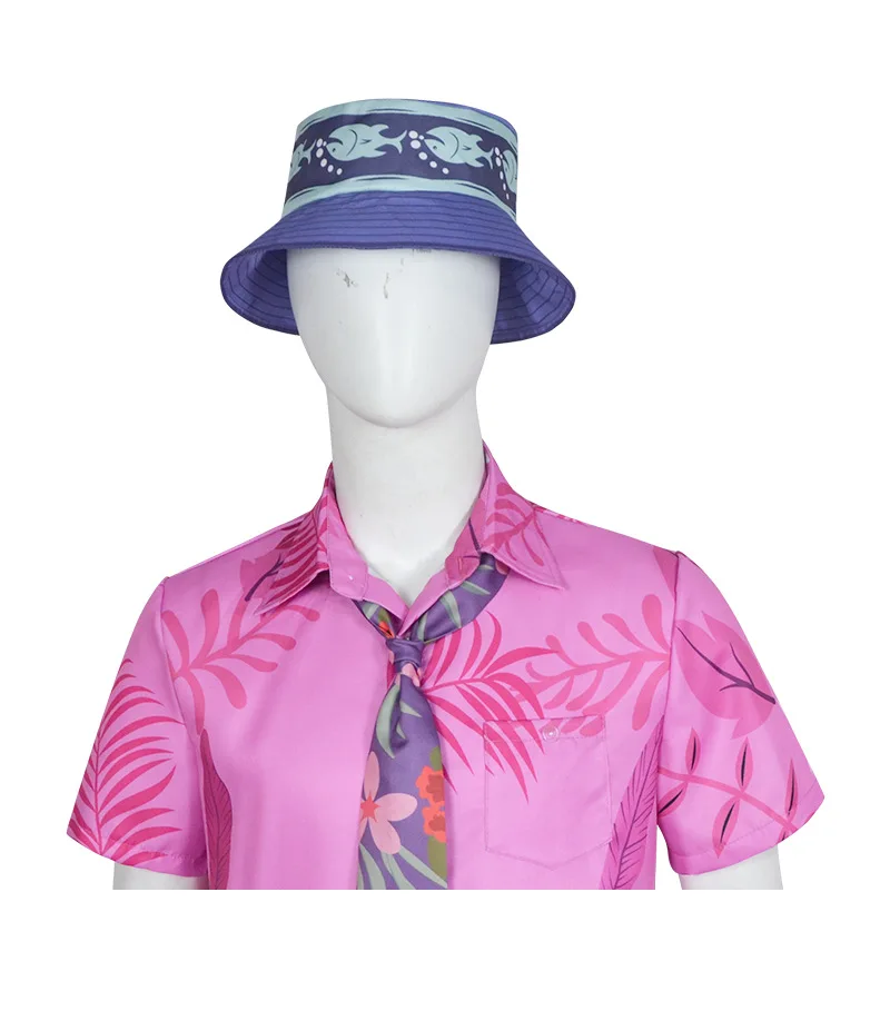 Anime Comic Con Fox Nick Wilde Cosplay Costume Men Boys Halloween Carnival Pink Leaves Printed Summer Casual T-shirt and Necktie