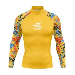 New Men's Long Sleeve Rash Guards T-shirts Surfing Diving Suit Swimwear UV Protection Swimsuit Swimming Tight Shirts Gym Clothes