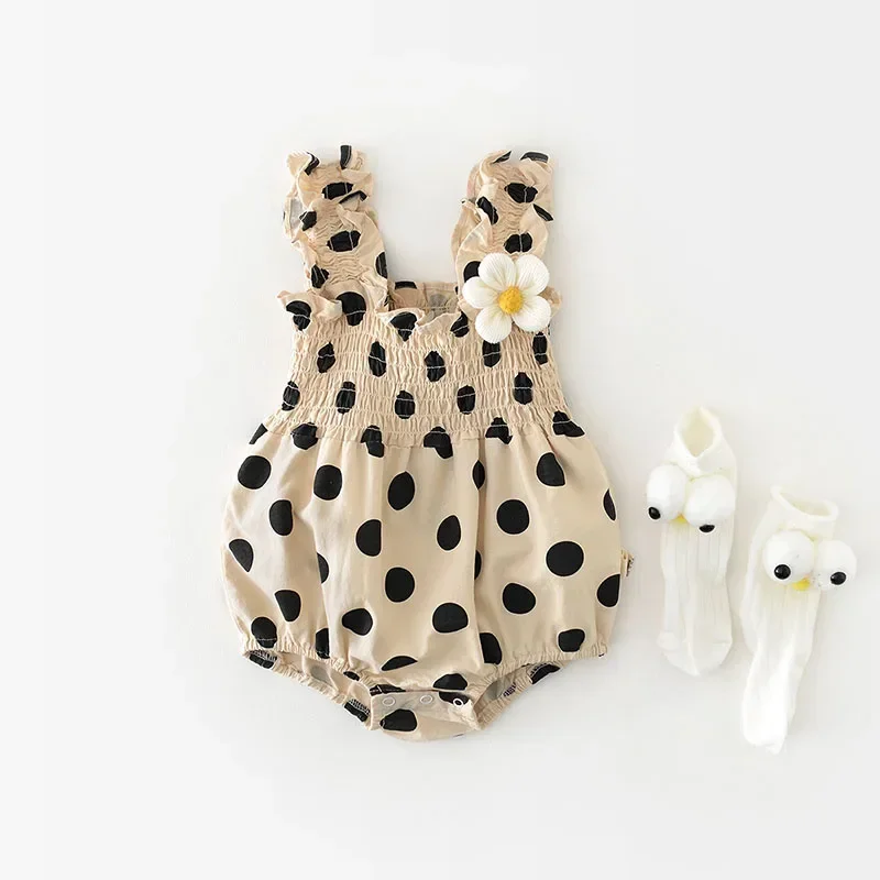 2023 Zomer Babybodysuit Polka Dot Meisjes Een Stuk Pasgeboren Kleding babymeisje kleding gebreide romper