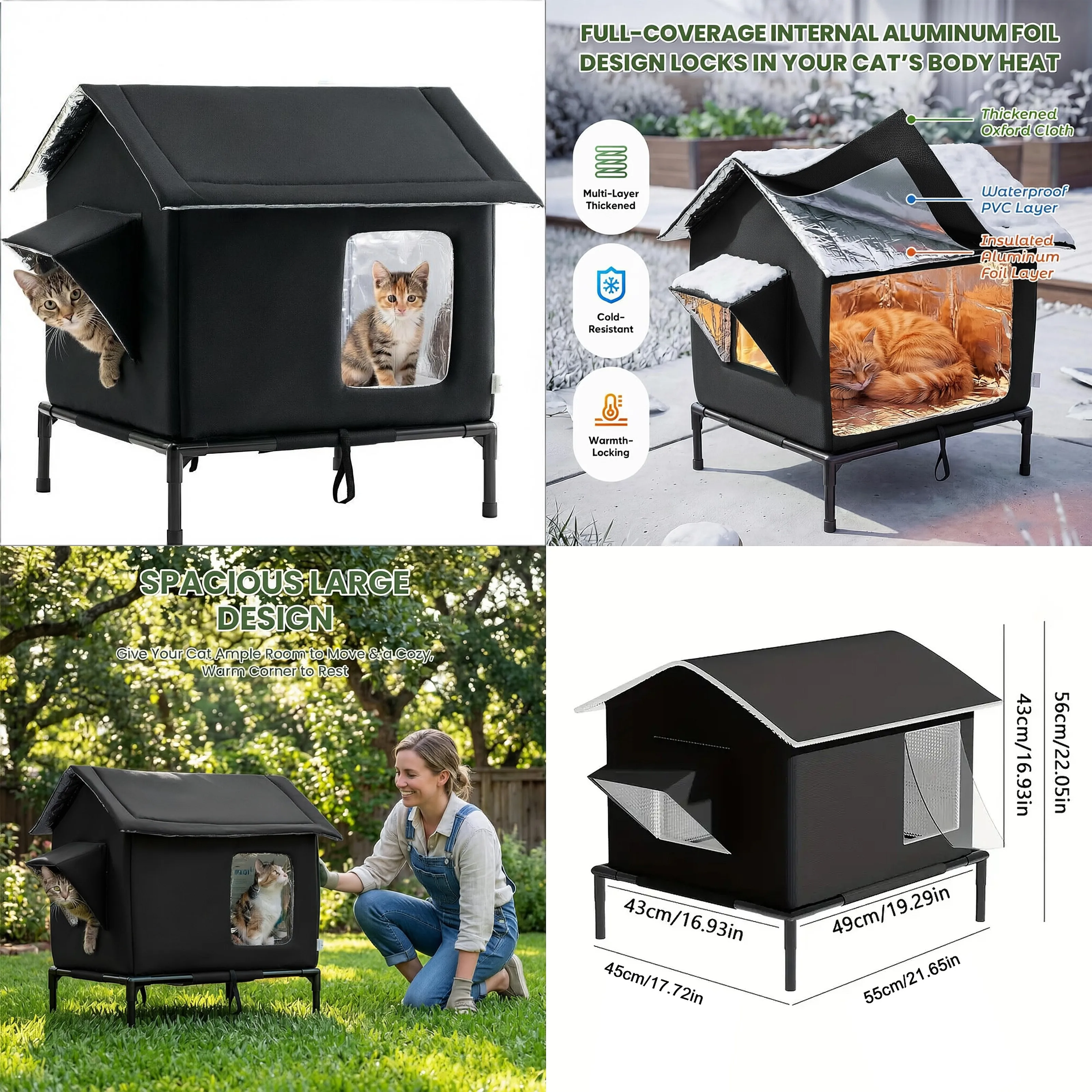 Elevated Pet House-Bed Moisture-Proof Design Cat House Weatherproof for Indoor or Outdoor Use Fits Small or Medium Pets