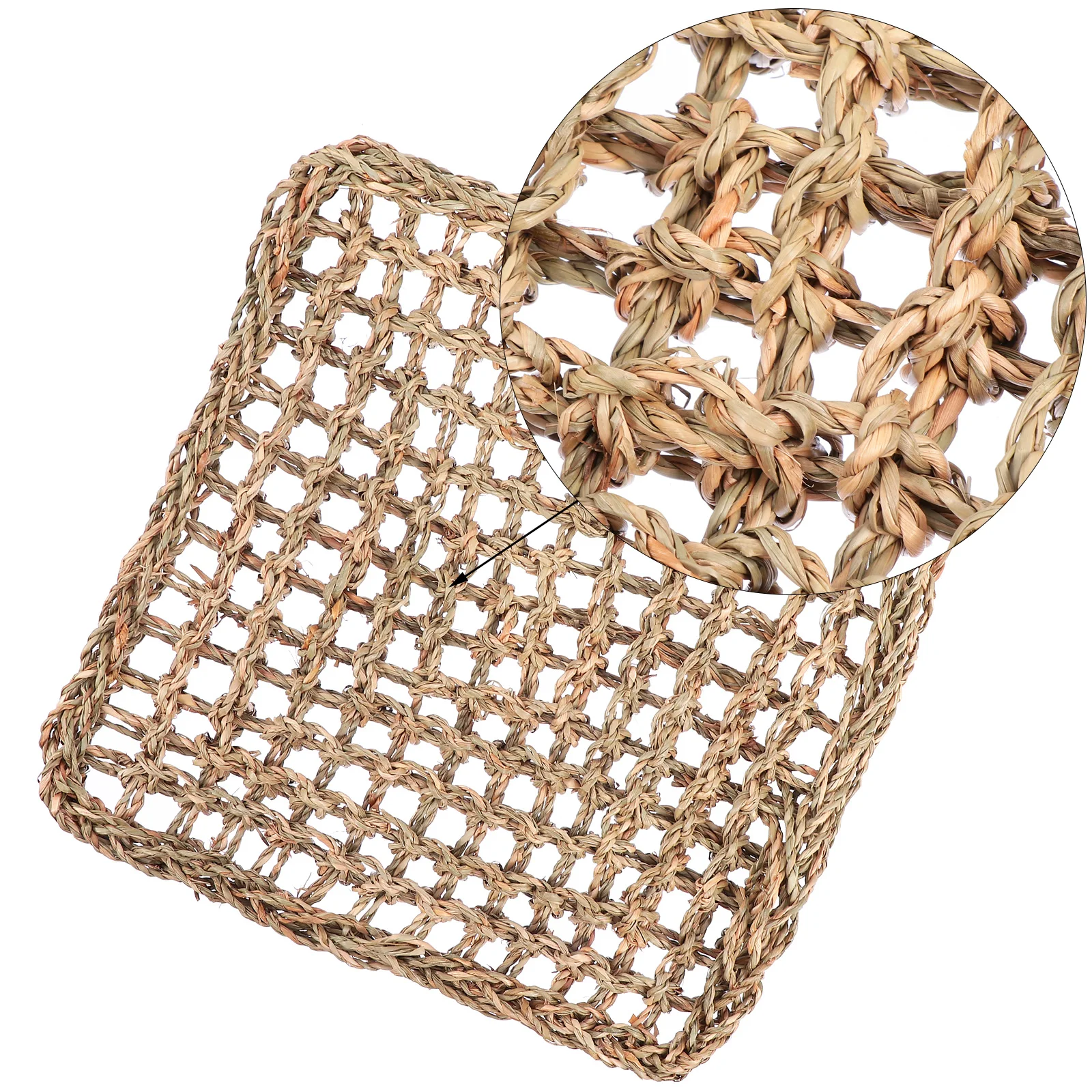 

2pcs Pet Grass Mat For Rabbit Bunny Guinea Pig Hamster Woven Bed Chewable Natural Fiber Durable Small Animal Play Mat Cage