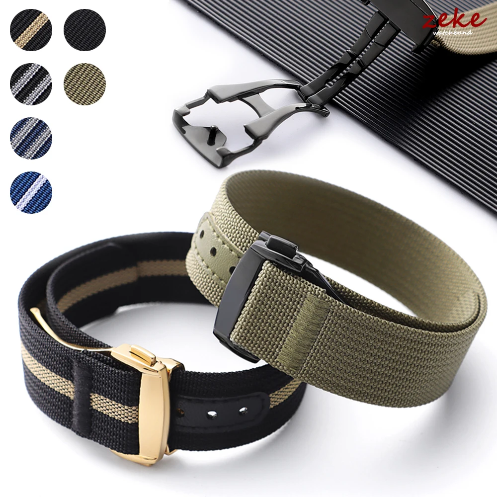 Canvas Nylon Uhrenarmband 20mm für Omega für Swatch MoonSwatch für Seiko Damen Herren Sport Wasserdicht Faltschließe Armband