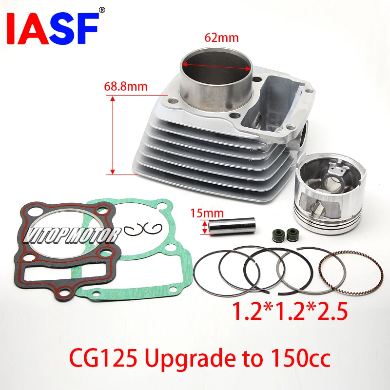 

IASF Motorcycle Cylinder Kit 62mm Bore For Honda CG125 Upgrade to 150cc CG150 CG 150 Modified Engine Spare Parts