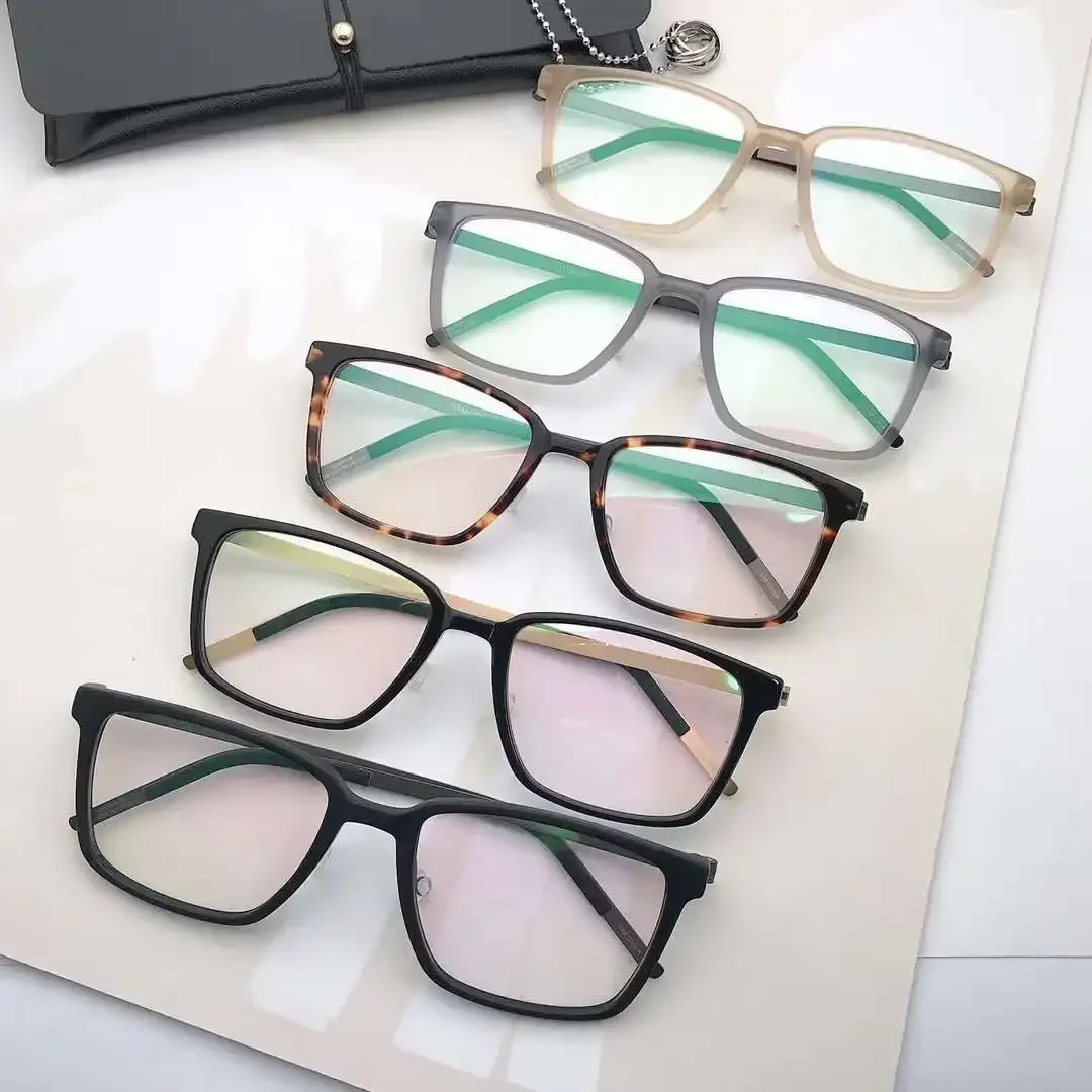 Denmark Titanium Square Eyeglasses Frames Ultralight Reading Eyewear 1821 for Men Optical Women No Screw Prescription Spectacles
