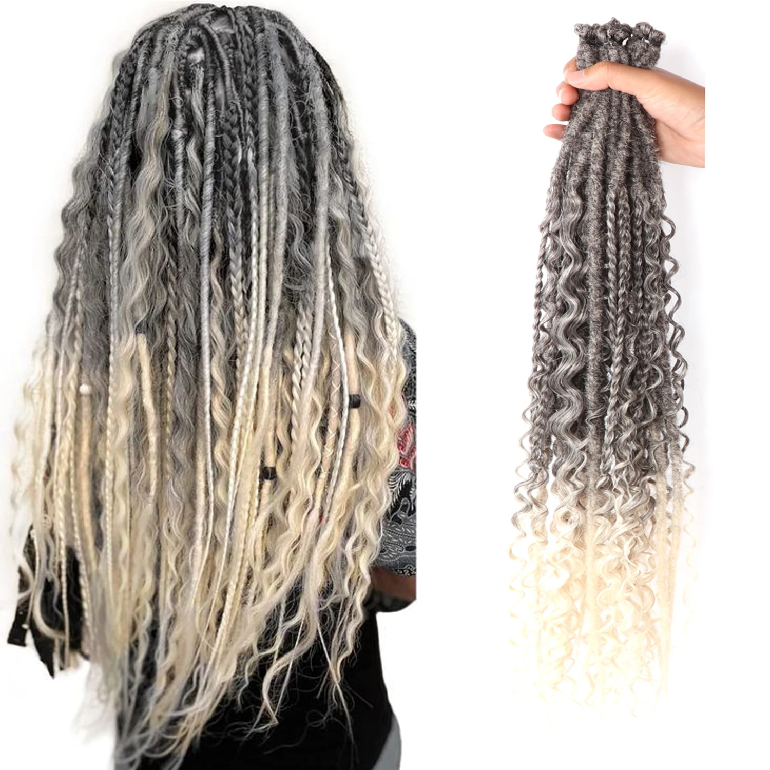 Dansama SE Dreadlock Extensions Three in one mixed Full Set Handmade Dreadlock Extensions Reggae Hair Hip-Hop Style Dreadlocks