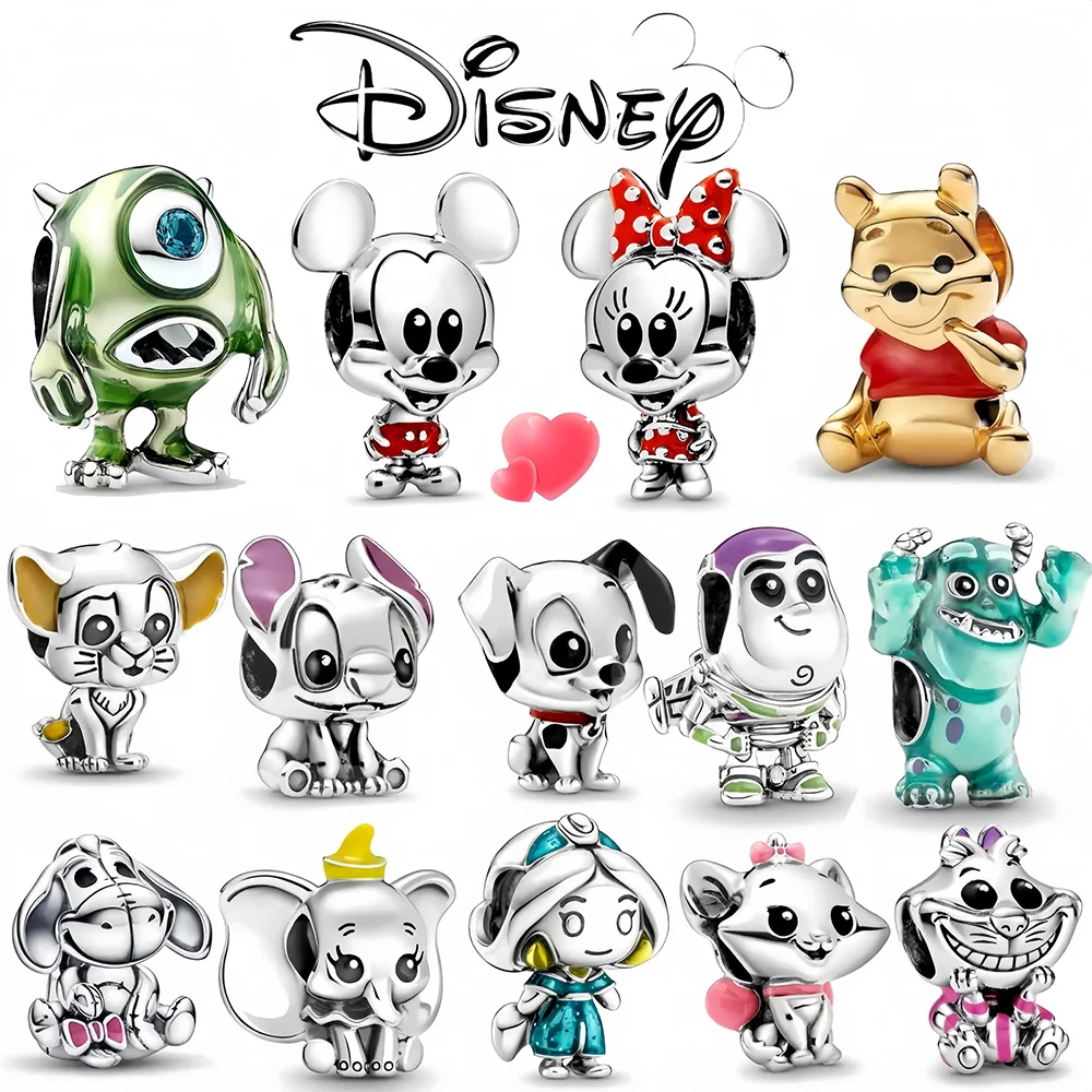 Disney New HEROCROSS Cartoon Collection Bear Charm DIY Bead Pendant Fit Pandora Women Bracelet Original Jewelry  Accessories