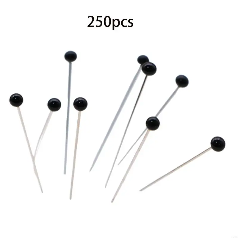 U75C 250pcs 38mm Sewing Pins for Fabric Bead Glass for Head Pins Stitch Knitting Needle DIY Safety Pin Quilting Tool