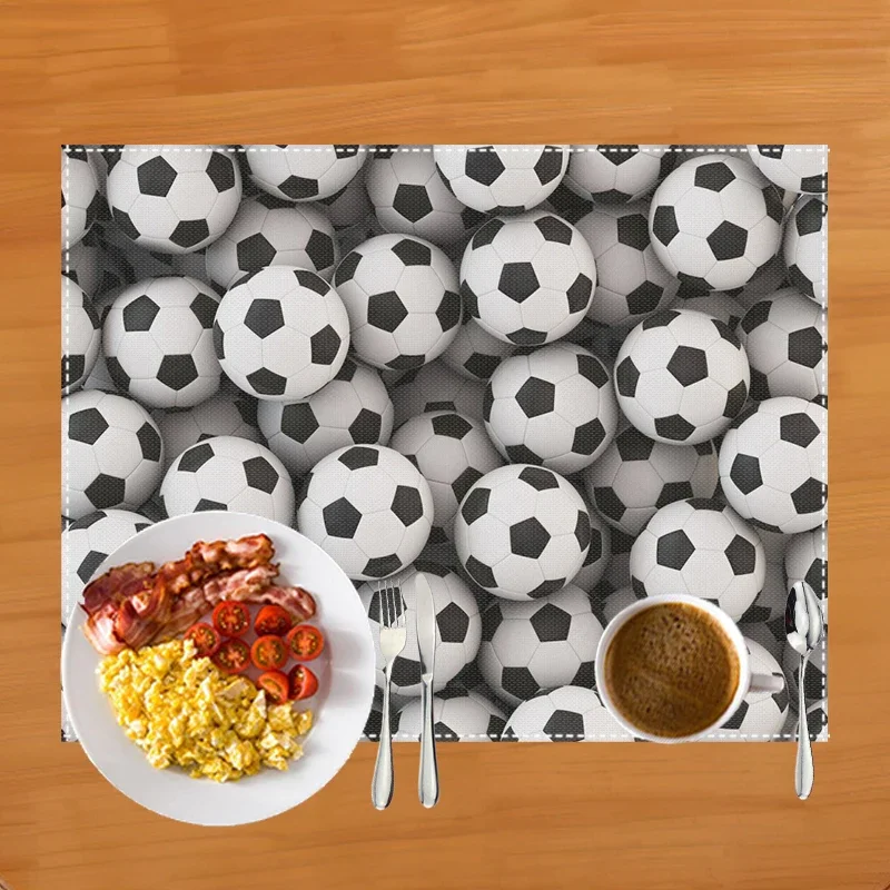 Soccer Football Field Print Placemat for Dining Table Linen Tableware Mat Coffee Cup Pads Dining Table Mats Kitchen Accessories